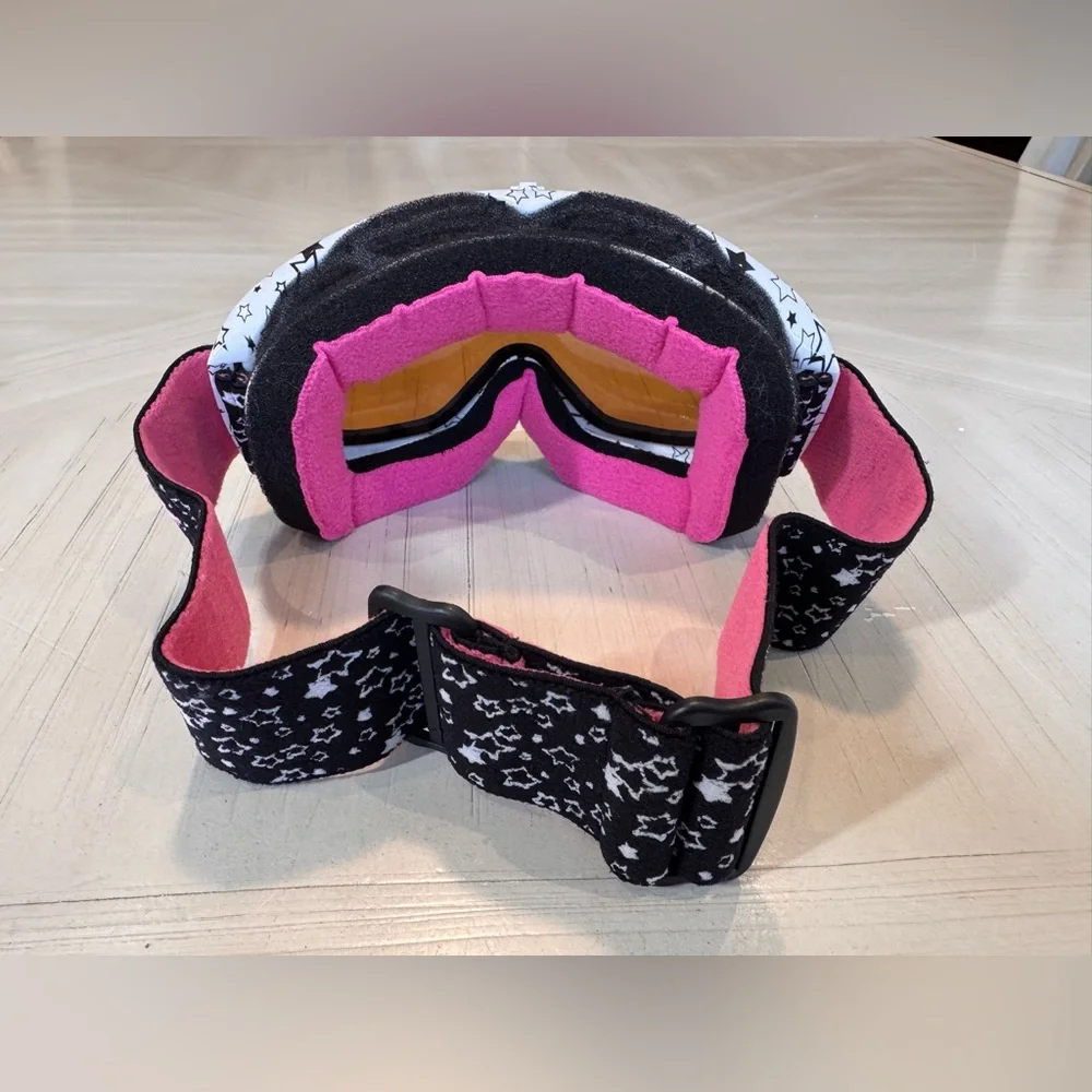 ❄️ Spy Targa Snow Goggles – White, Black & Pink Star Pattern ❄️  Youth Mini